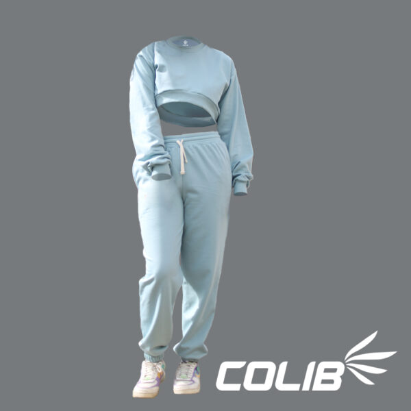 Conjunto deportivo fleece jogger crop top manga larga Colib